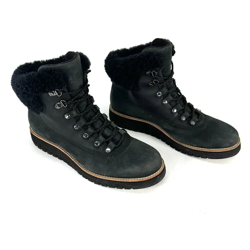 Cole Haan Zero Grand Explorer Waterproof W07997 Black Leather Hiking Boots SZ 8